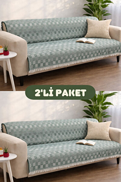 Miracolo Home Pamuklu Koltuk Örtüsü Şalı Kaymaz Dokulu Çok Amaçlı Kanepe Çeky...