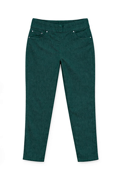 blue white Pantaloni de damă din Lycra verde închis, elastici, tip blugi