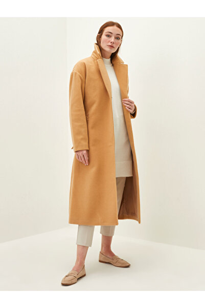 LC Waikiki Jacket Collar Regular Long Sleeve Pocket Detailed Women's Cachet Coat