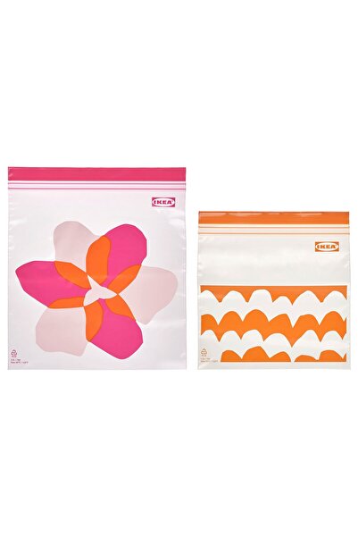 IKEA kilitlenebilir buzdolabı poşeti, pembe-turuncu, 2,5 lt ve 1,2 lt, 50 adet