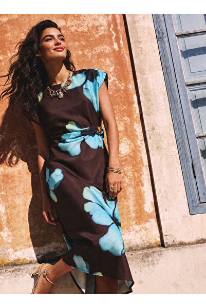 Iconic Printed Shift Women Dress with Slit
