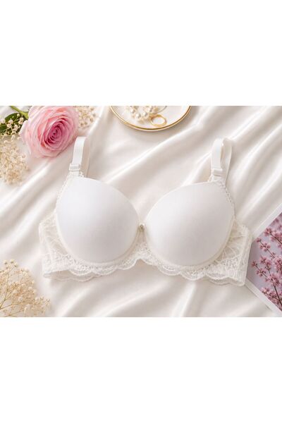 WOMEN Sutien alb cu dantelă