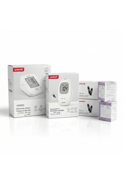 Yuwell Pressing Device + Sugar Dispenser with 2 Tape Packs and a Box of Needles