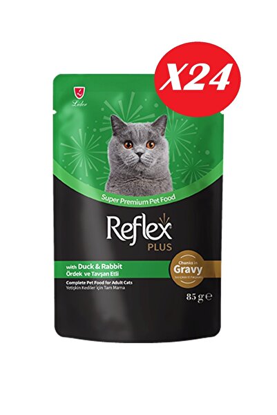 Reflex Plus Sos İçinde Parça Ördek ve Tavşan Etli Yetişkin Kedi Konservesi 85...