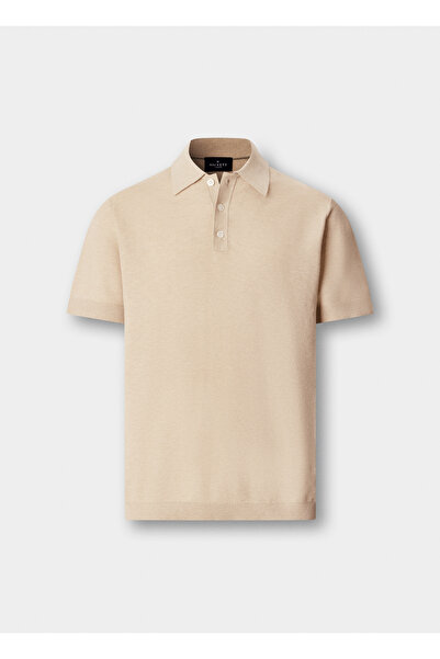 Hackett London Beige Cotton Blend Men Premium Polo T-Shirt