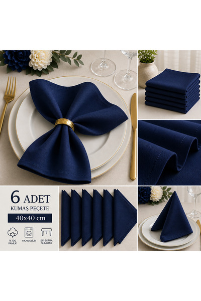 Sister Home Design 6’lı Kumaş Peçete Seti 40x40 cm – Leke Tutmaz - Lüks Sofra...
