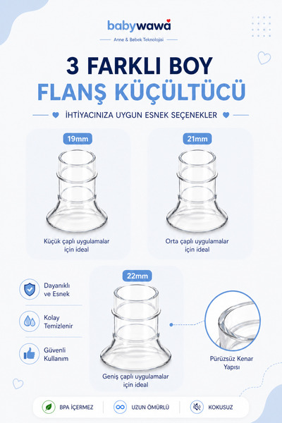 babywawa Göğüs Pompası Kalkanı Silikon Flanş Küçültücü 19-21-22mm