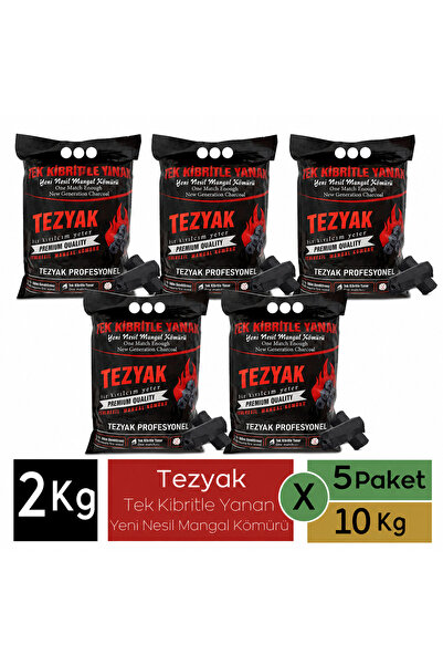 TEZYAK Profesyonel Mangal Kömürü 2Kg ×5Paket