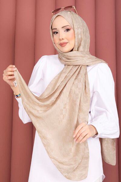 ECN سلسلة شالات الجاكار ذات النمط الهندسي باللون البيج