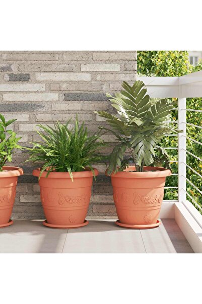 vidaxl Ghivece pentru plante 6 pcs Rosu caramida Ã˜ 39 x 32 cm Plastic
