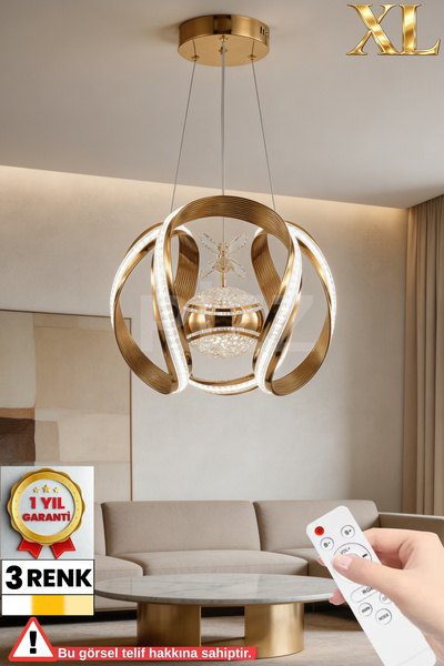 RİZZ İthal Kasa XL 3 Renk Kumandalı Led Avize Taç Toplu Gold Kasa Büyük Ledli...