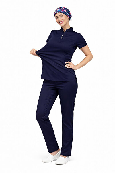 Likralı Lacivert Slim Fit Premium Scrubs