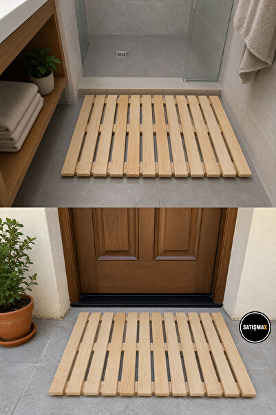 SatışMax Door Mat, Bathroom Mat, Wooden Mat, Outdoor Mat, Wooden Door Mat