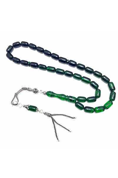 KANUNİ TESBİH Capsule Cut Sancak Tasseled Silver Design Fire Amber Prayer Beads