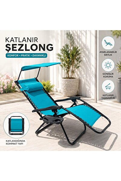 bimbambom Kamp Sandalyesi, Gölgelikli Şezlong, Plaj Şezlongu, Kamp Koltuğu Ba...