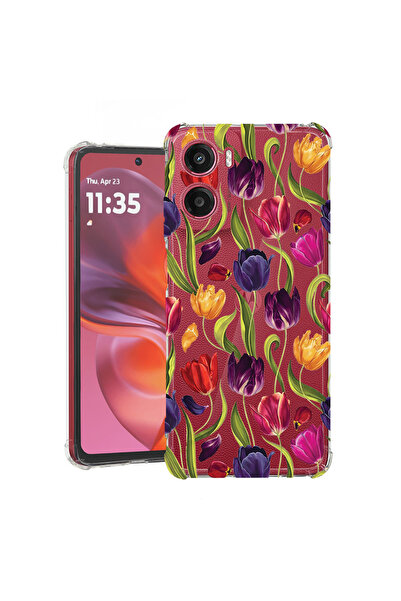 bestcase Противоударен калъф за Motorola Moto G06, Флорален - десен с лалета,...