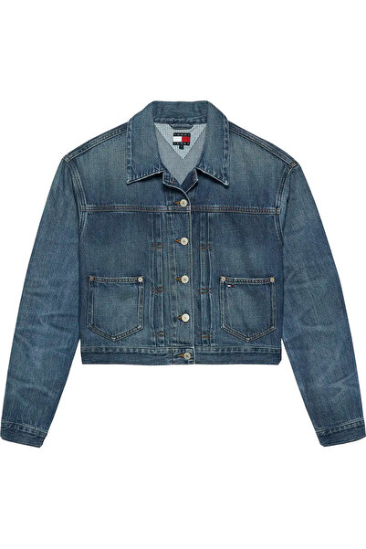 Tommy Hilfiger PLEATED TRUCKER JACK, 1A5 Mavi Kadın Kot Ceket