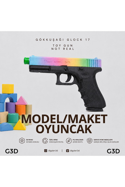 G3D G17 GÖKKUŞAĞI MAKET MODEL OYUNCAK 3D BASKI (GLOCK 17 BOYUT)
