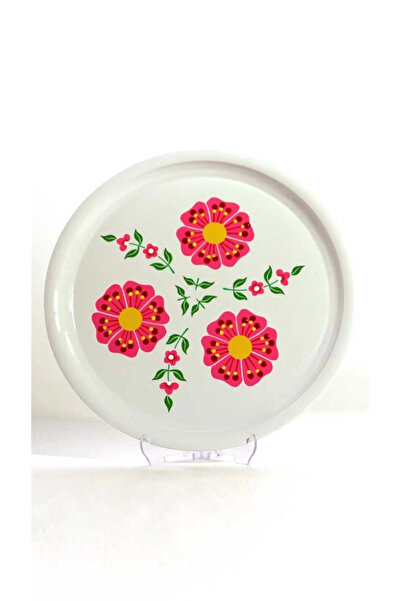 DEDEMİN EMAYELERİ 33 cm White Flower Tray
