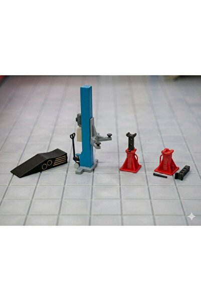 DU&ER 1:18 Ölçek Mini Garaj Seti | Araç Platformu Kriko Destek ve Servis Lift...