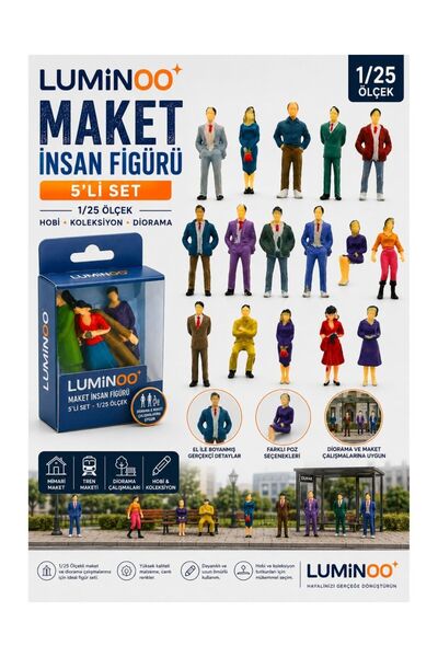 Luminoo 1/25 Ölçek Maket İnsan Figürü 5’li Diorama Seti