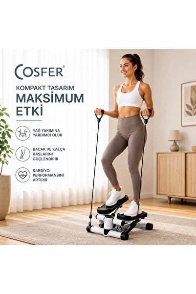 Cosfer Stepper Egzersiz Aleti – Step Kardiyo ve Bacak Çalıştırma Cihazı Diren...