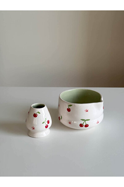 Senzo Matcha Kirazlı Matcha Kasesi Chawan & Whisk Tutucu Seti