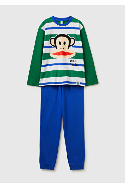 United Colors of Benetton Erkek Çocuk Turuncu Desenli Paul Frank Baskılı Kont...