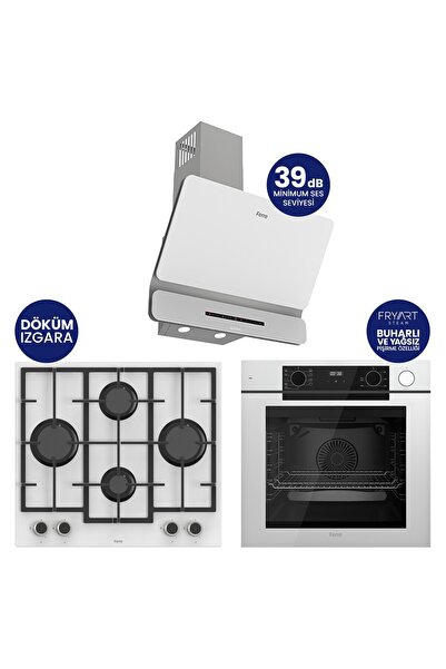 Ferre New Steamart & Fryart Chef Edition Beyaz 3'lü Ankastre Set QEP64CB-LN38...