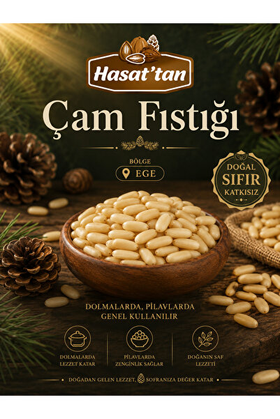 HASATTAN FISTIK ÇAM BERGAMA 100gr AYDIN EGE BÖLGESİ İRİ TANELERİ ÇİĞ DOĞAL KA...