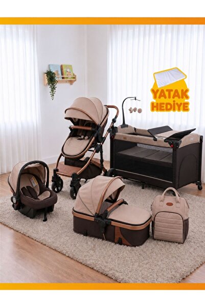 Çift Yönlü Travel Sistem Bebek Arabası ve Anne Yanı Park Beşik Seti | Katlanır, Sallanır, Asansörlü