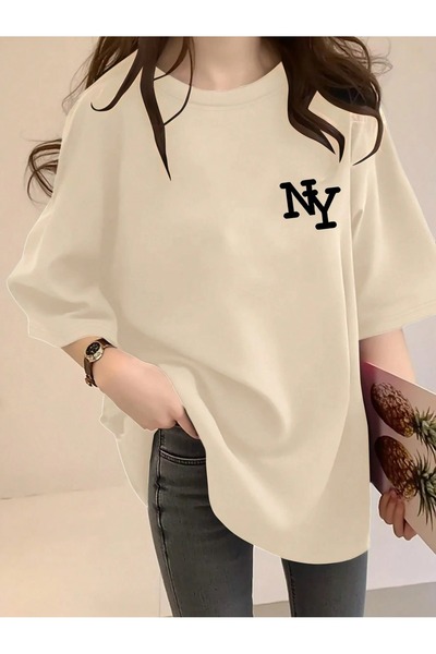 ZAVIXO -KADIN Oversize T-Shirt Hafif Kumaş Günlük ve Spor Stil