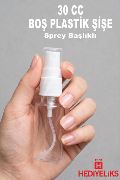 HEDİYELİKS Sprey Başlıklı Boş Plastik Şişe Şeffaf 30 cc
