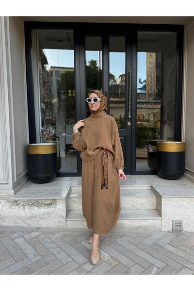 QOOQ STORE 26SS205 Sasha Kadın Takım Camel