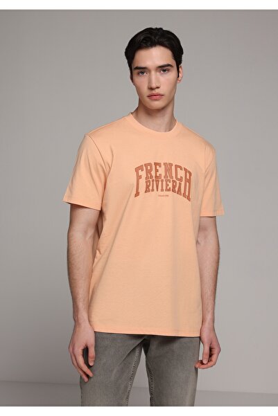 Colin's Tricou cu mânecă scurtă portocaliu pentru bărbați, cu gât rotund, cu ...
