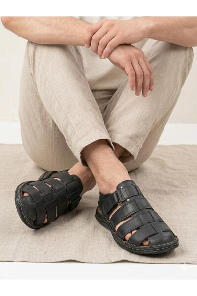 Lütfi Men's Genuine Leather Orthopedic Soft Sole Sandals