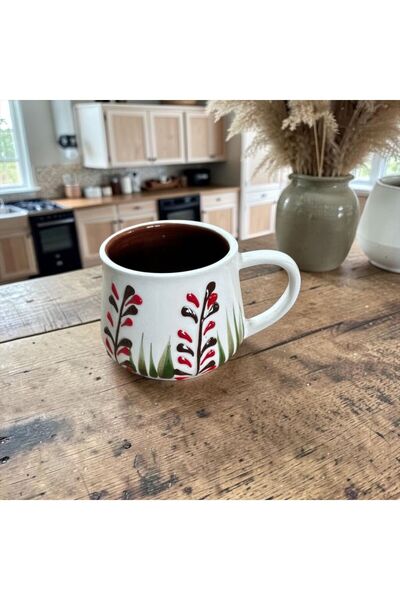 Seramik El İşçiliği Başak Desenli Mug Kupa Bardak