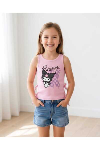 LCW STEPS Pembe Bisiklet Yaka Kuromi Baskılı Kız Çocuk Crop Atlet