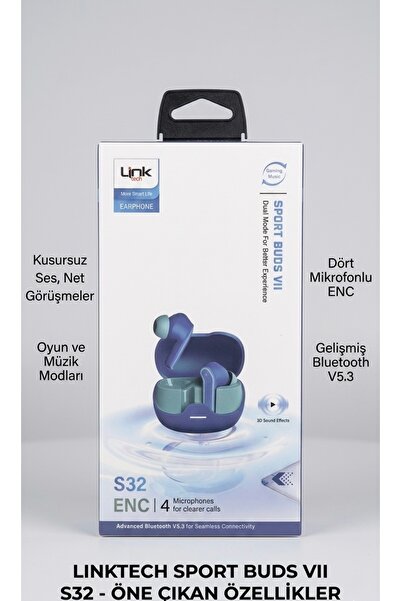 Linktceh Linktech S32 Sport Buds VII ENC Gürültü Engelleyici Bluetooth 5.3 Ka...