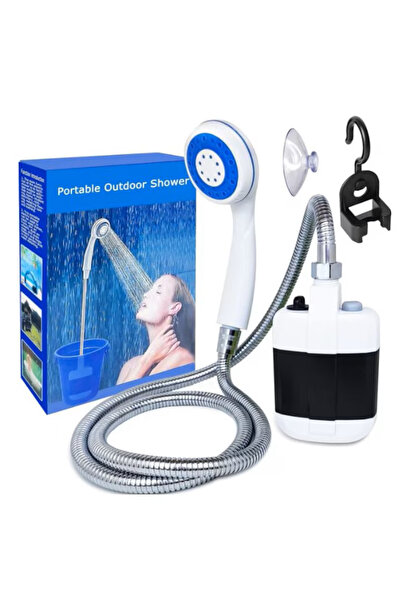 TLBShop Portable shower for camping, USB rechargeable, 2200mAh, 1.5m hose, TL...
