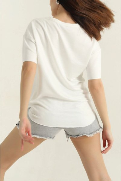 TuZeGiyim Oversize Short Sleeve Women's Al@ T-Shirt