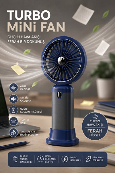 Abbruch Şarjlı Mini Fan Turbo Hava Akışlı Taşınabilir El Vantilatörü 6 Hız Ka...
