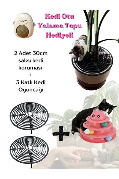 Together Petonik 2 Adet 30cm Saksı Kedi Koruması/Saksı Koruma Izgarası + 3 Ka...