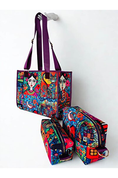 MORA BAG Frida Kız ve Küçük Kedi Taşıma Çantası ve Organizer Takım