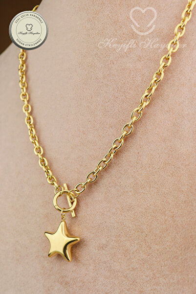 Keyifli Hayaller Steel Necklace Sailor Lock Star Pendant 316L Steel Non-Tarni...