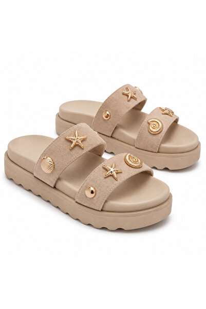 Barinoska Women's Suede Buckle Slippers 3 cm Heeled Thermo Sole Full Mold Com...