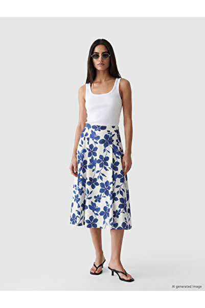 LC Waikiki Floral A-Line Skirt with Zipper at the Waist