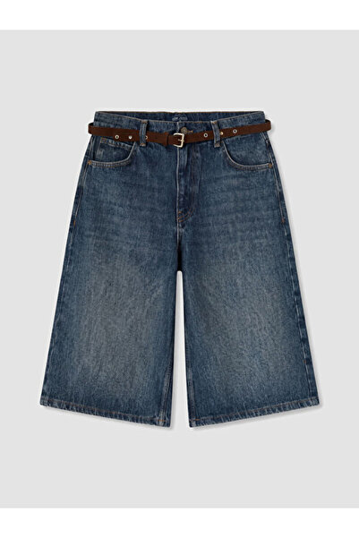 LC Waikiki Beli Kemerli Bermuda Fit Kadın Jean Şortolon