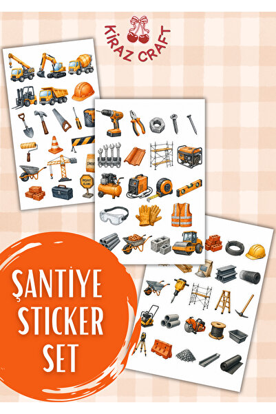 Kiraz Craft Şantiye & İnşaat Sticker Seti – Laptop, Defter, Tablet ve Baret İ...