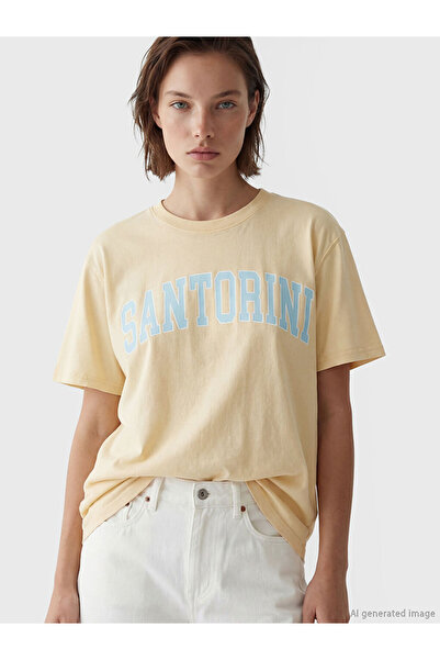LC Waikiki RMZ GİYİM FARKİLYA Tricou de damă cu imprimeu Santorini, croială l...